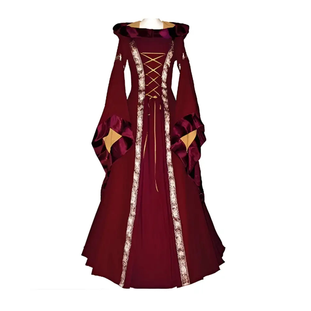 Hooded Medieval Revival Victorian Dress