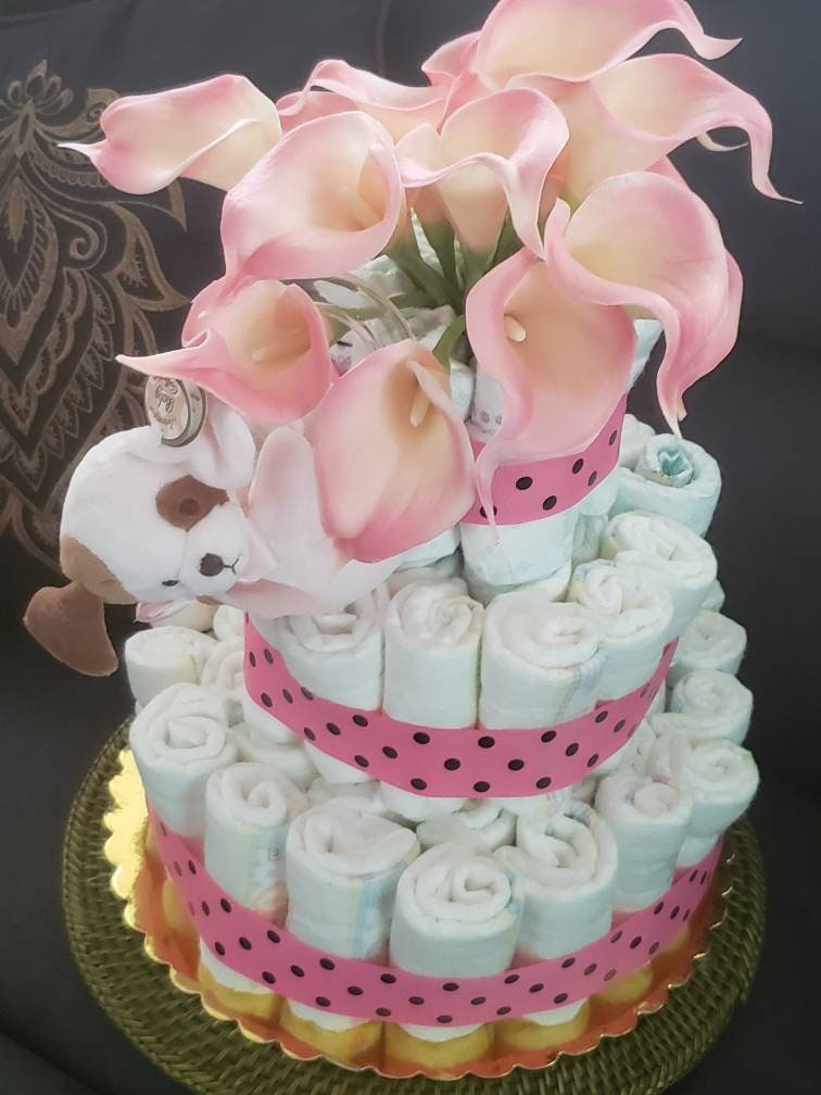 Flower Baby Girl Diaper Cake-4