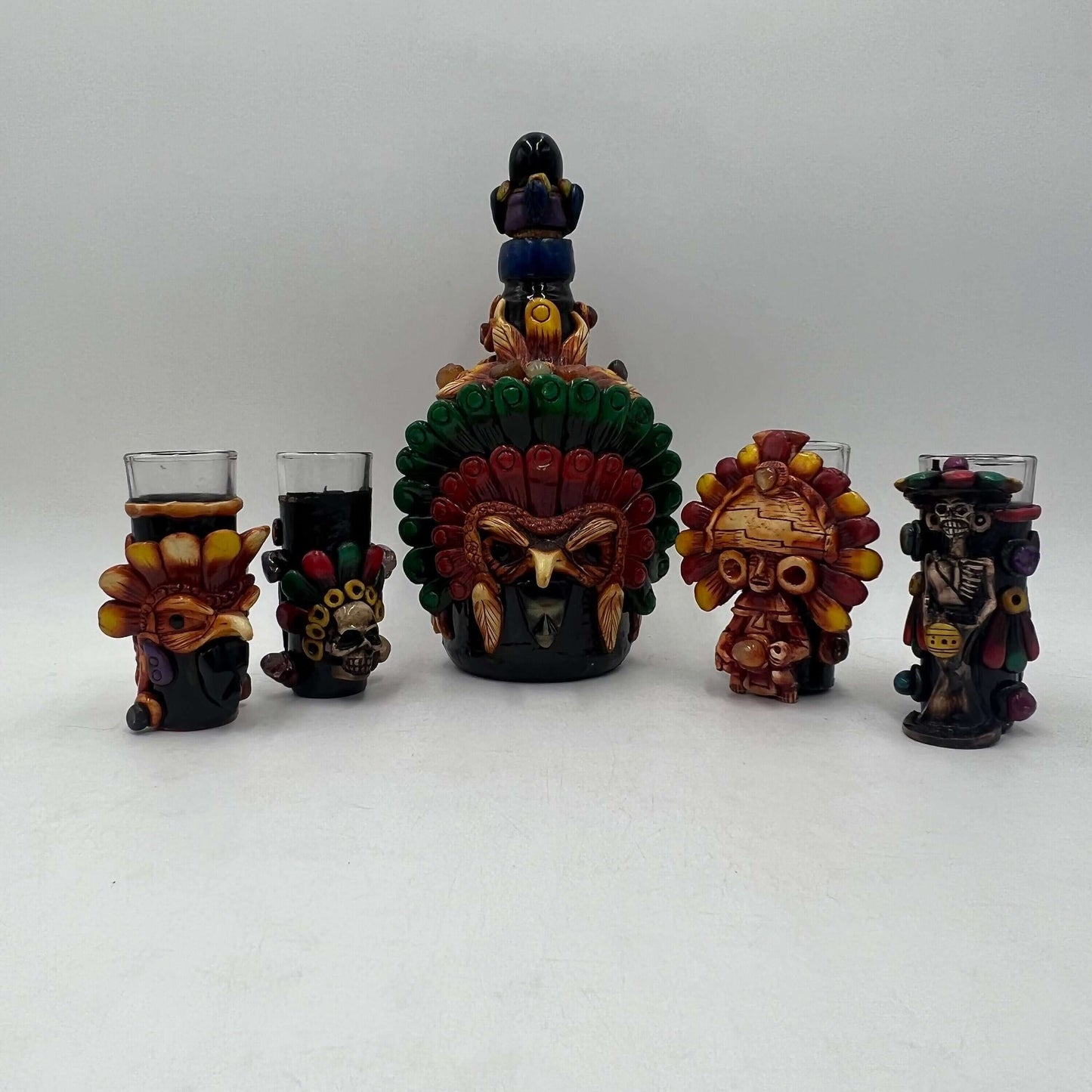 Handcrafted Mexican Shot Glass | Aztec Warrior Design