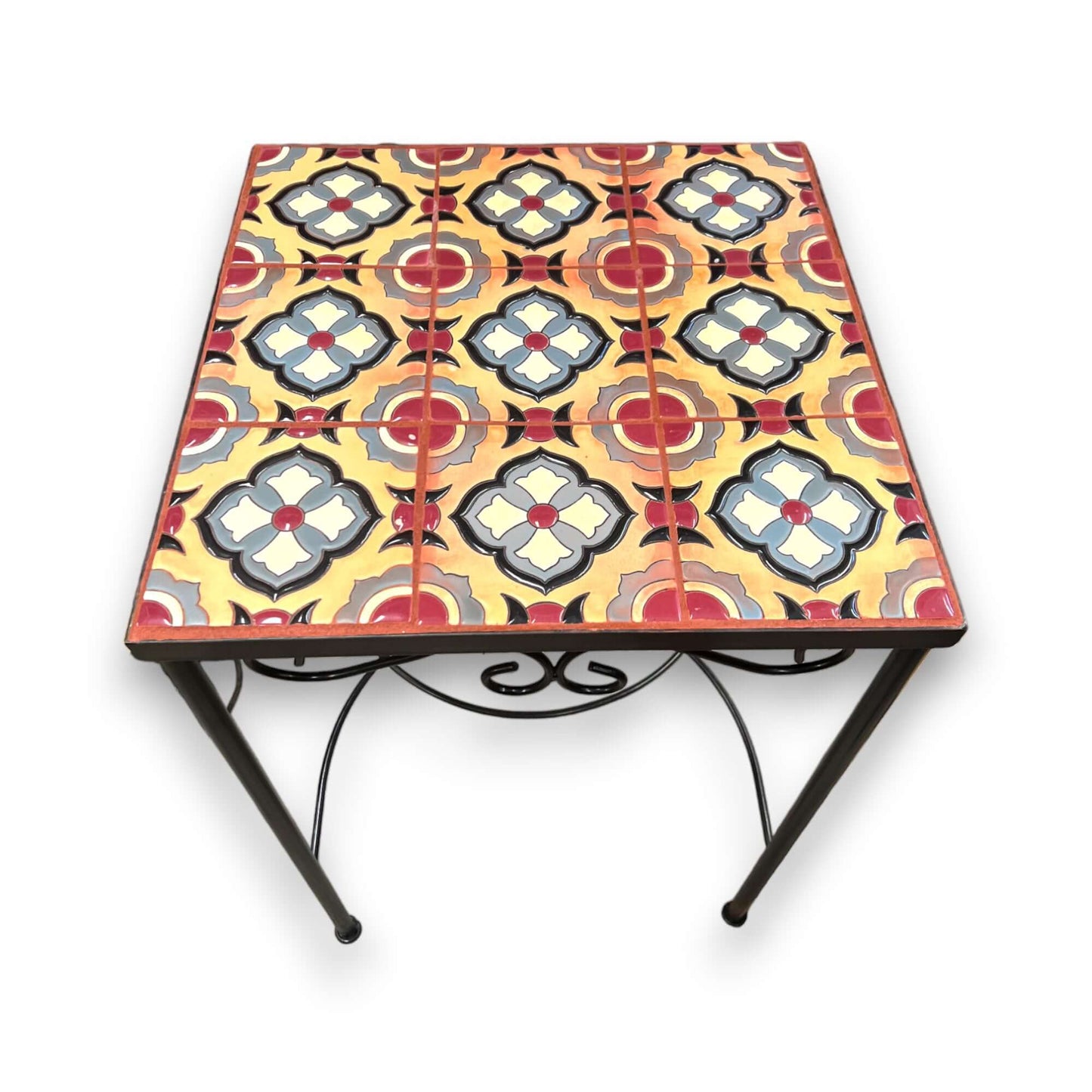 Mexican Accent End Table | Colorful Talavera Tile Design