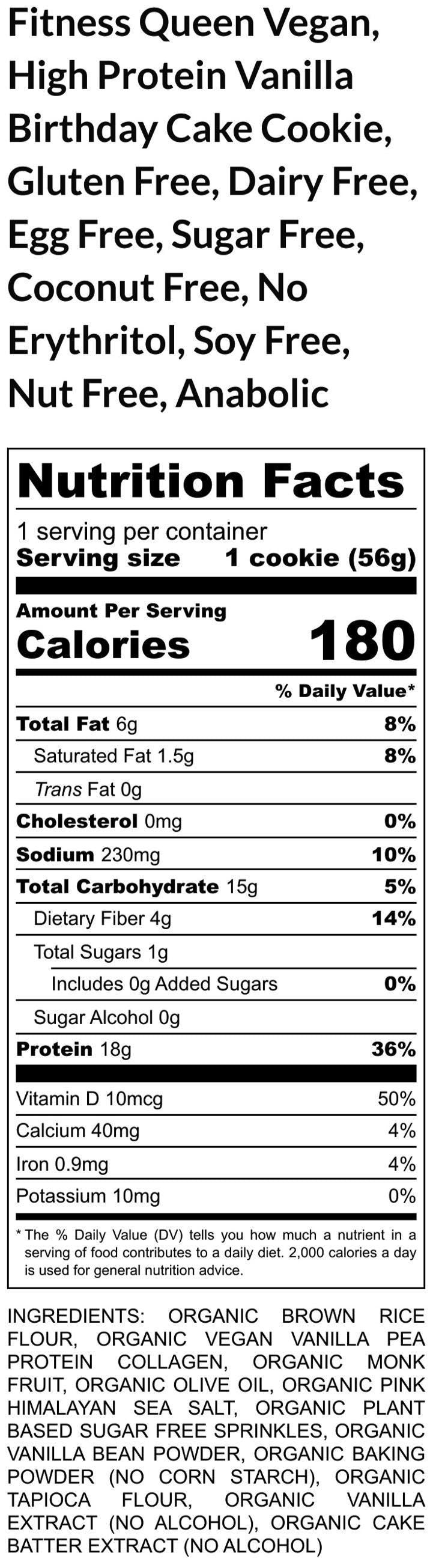 High Protein Cookies, Vanilla Birthday Cake, Gluten Free, Dairy Free, Sugar Free, Anabolic, Vegan Collagen, Post Workout snack, healthy gift