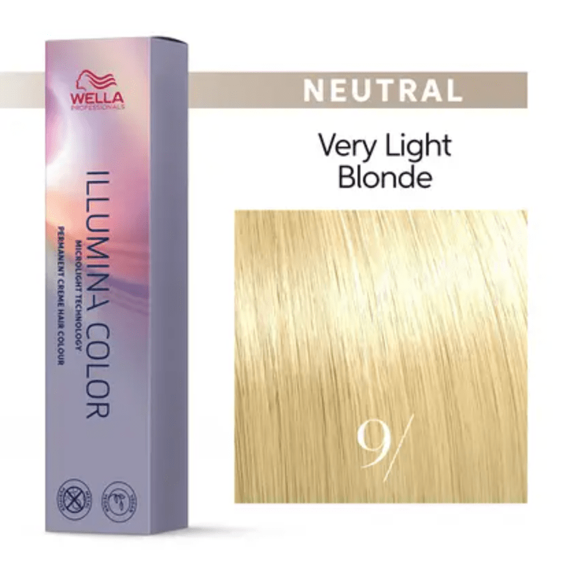 Illumina Color Permanent Creme Hair Color - 9 / .Very Light Blonde-Neutral by Wella for Unisex - 2 oz Hair Color