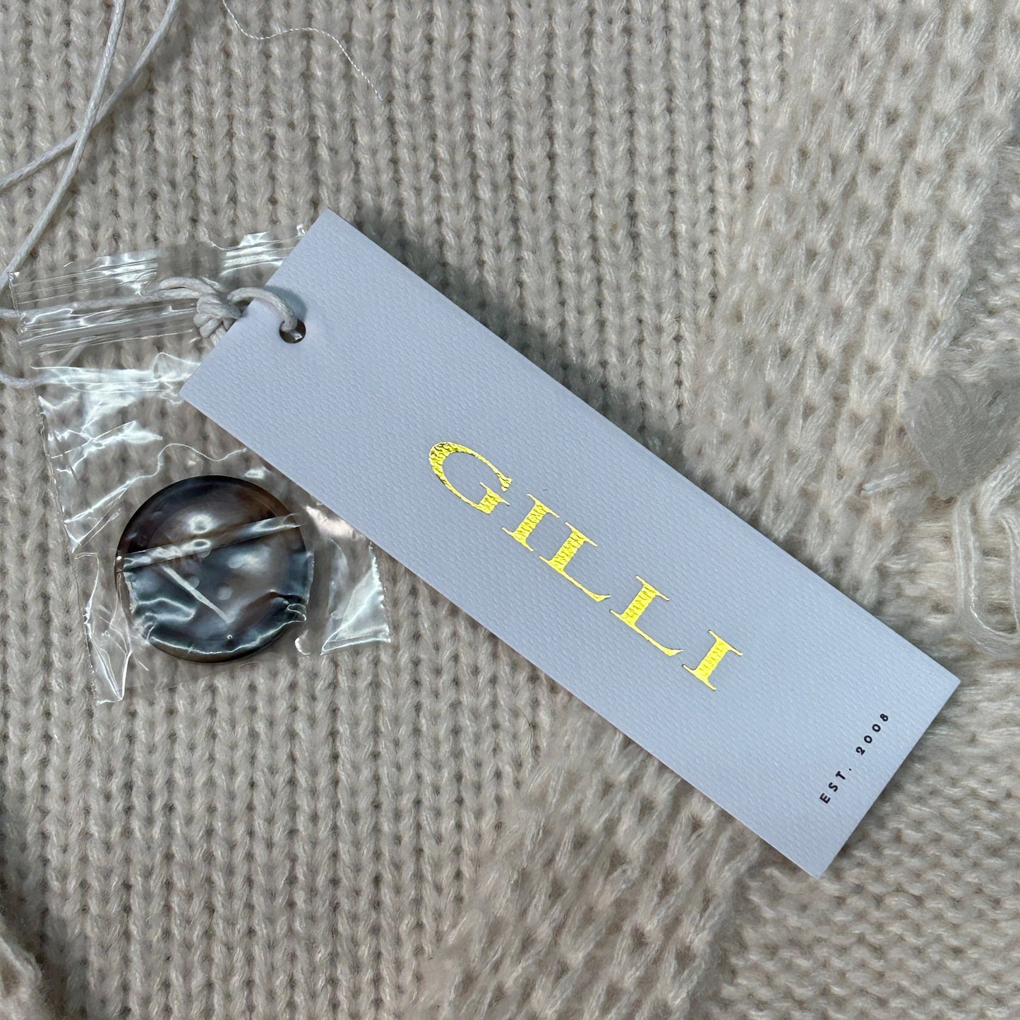 GILLI Fringed Button Up Cardigan Cream Size Large (New)