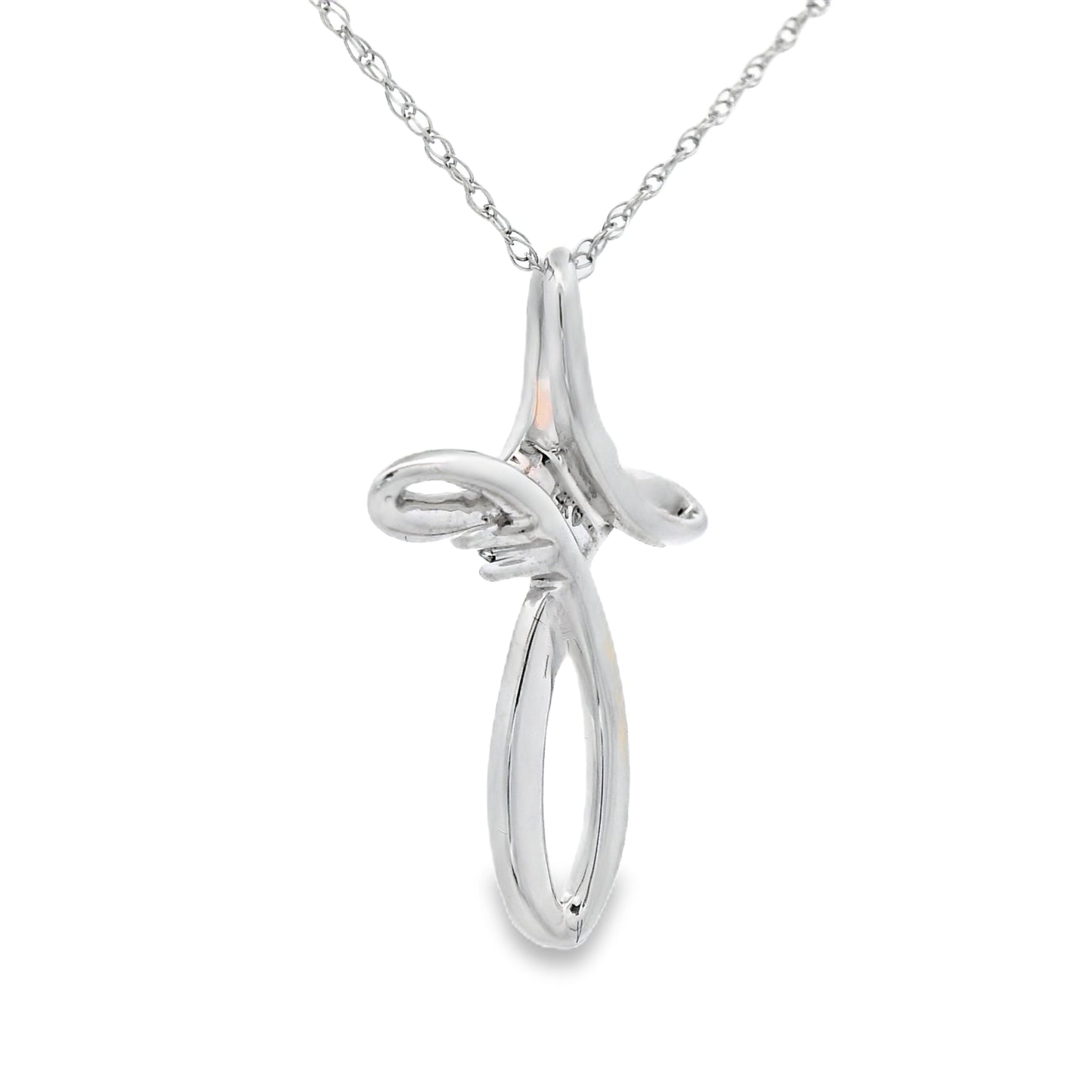 .04ct Diamond Cross Religious Pendant 14KT White Gold