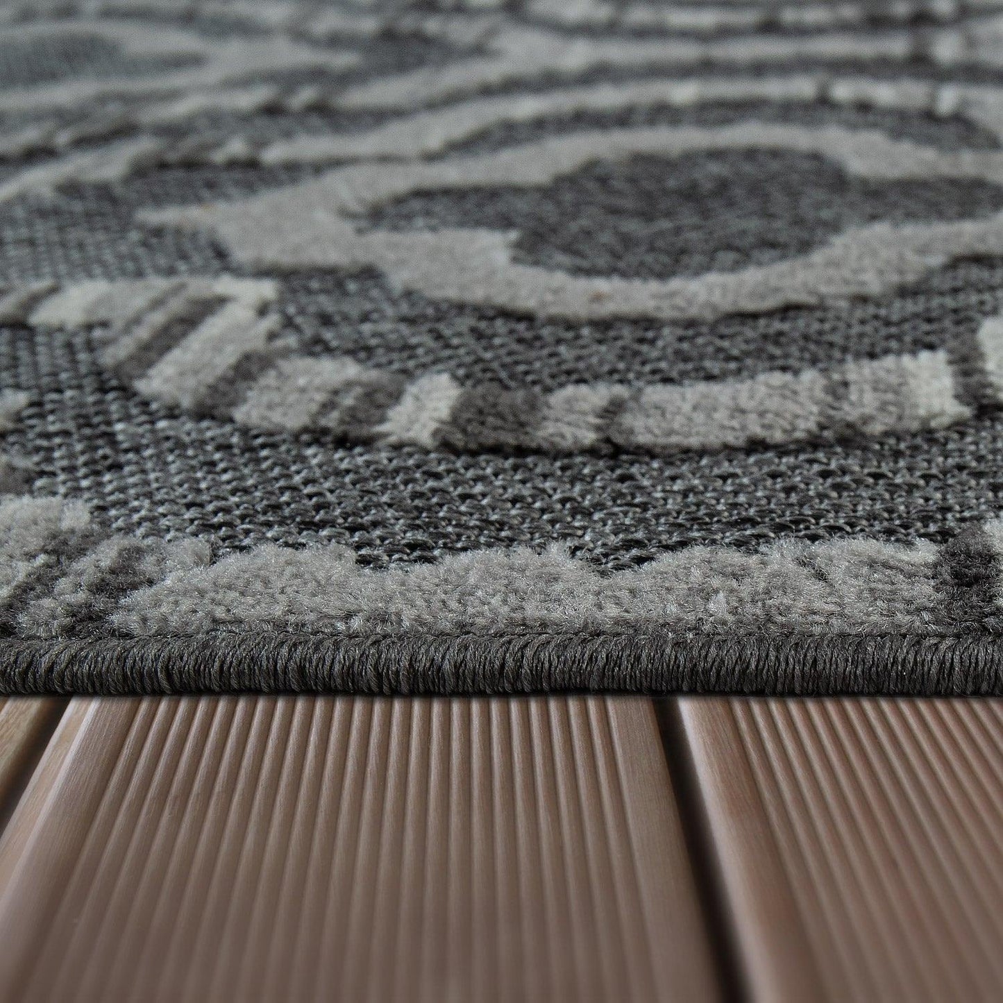 In- & Outdoor Rug Marrakesh Moroccan Ornaments - Dark Grey-4