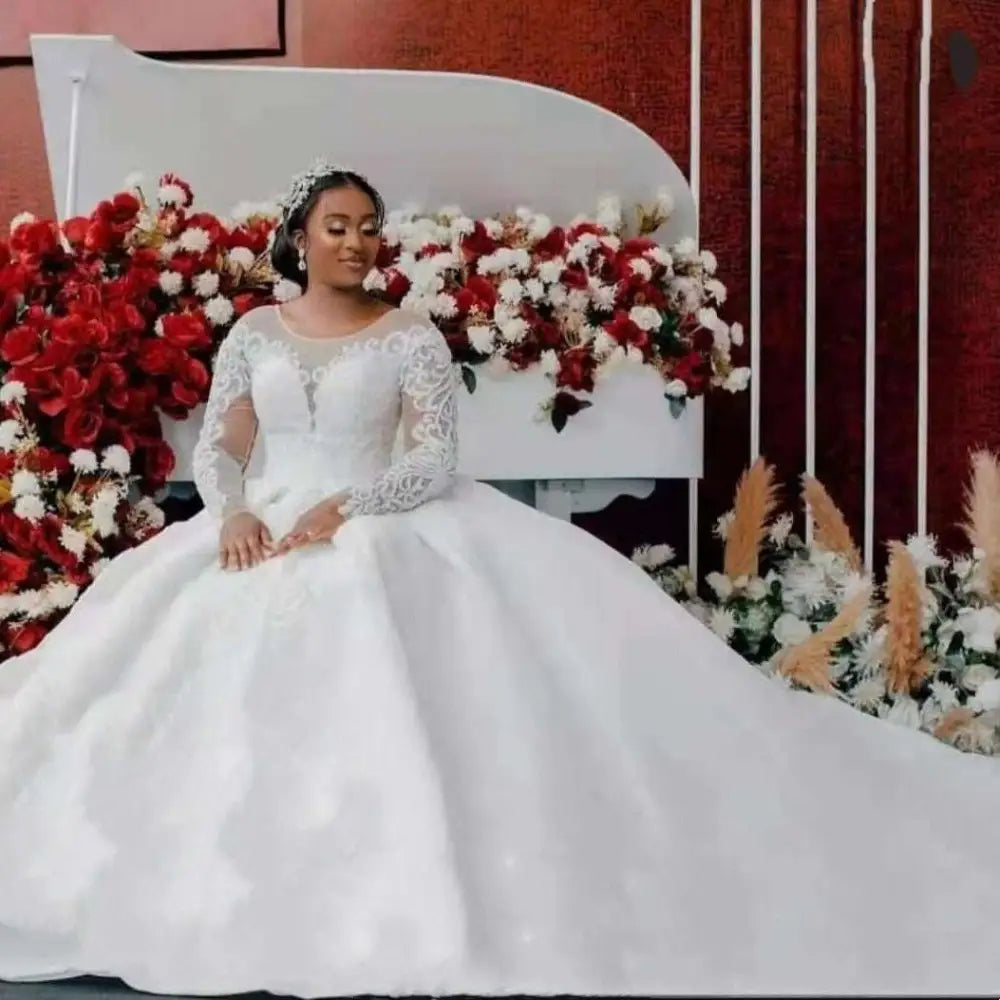 Lace Ball Gown Wedding Dress Long Sleeves