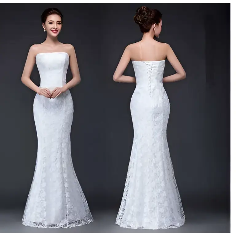 Lace Mermaid Wedding Dress Long Dress Fuchsia