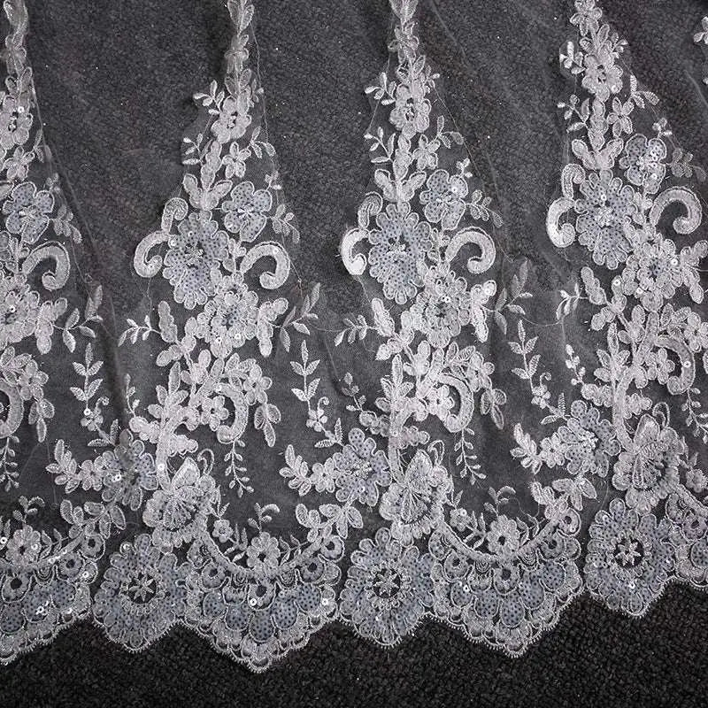 Lace Wedding Dress Trailing Floral Bridal Veil