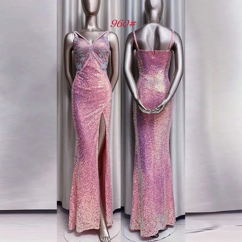Lavender Sequined Evening Dress Mermaid Gown