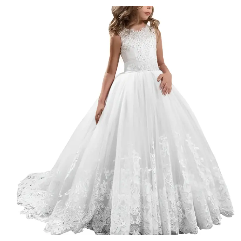 Lavender Tulle Lace Wedding Dress for Children