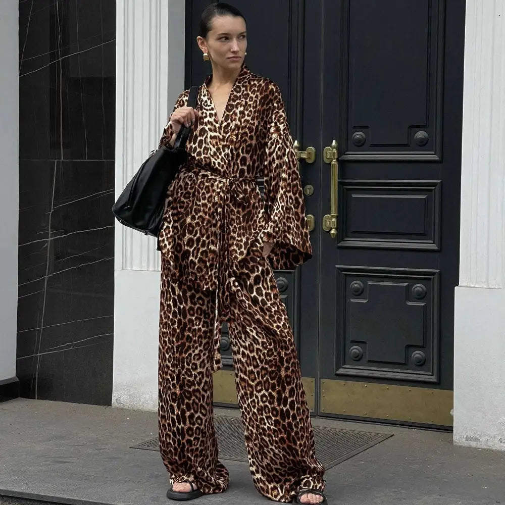 Leopard Print Two-Piece Suit Fashion Set