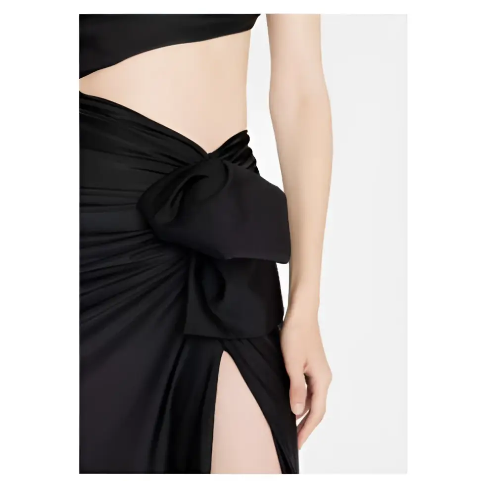 Long Sleeved Hollow Slit Elastic Shoulder Dress