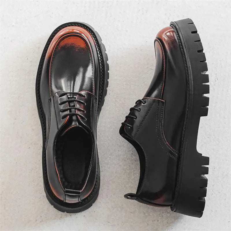 Men's Casual Leather Shoes with Red Stitching