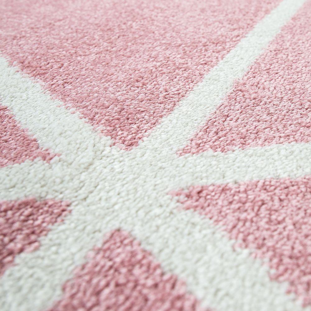 Modern Geometric Rug for Living-Room in Pink White-2
