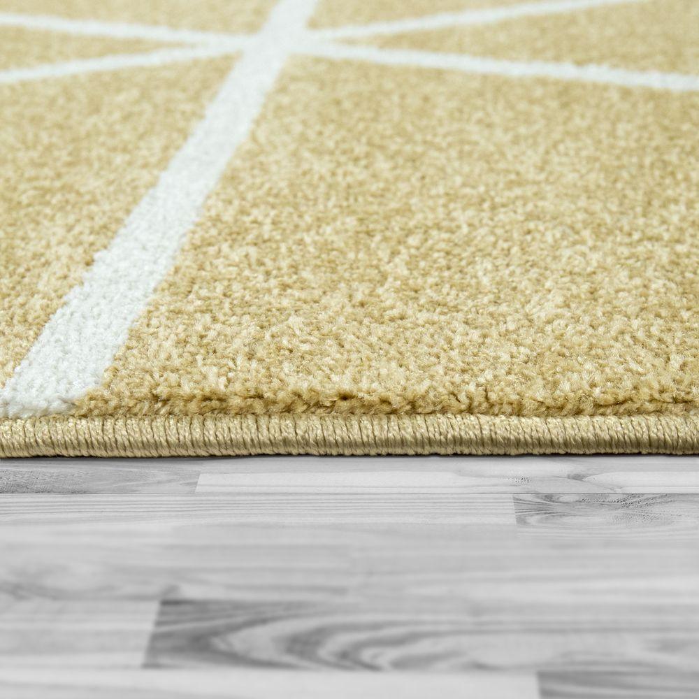 Modern Geometric Rug for Living-Room in Yellow White-2