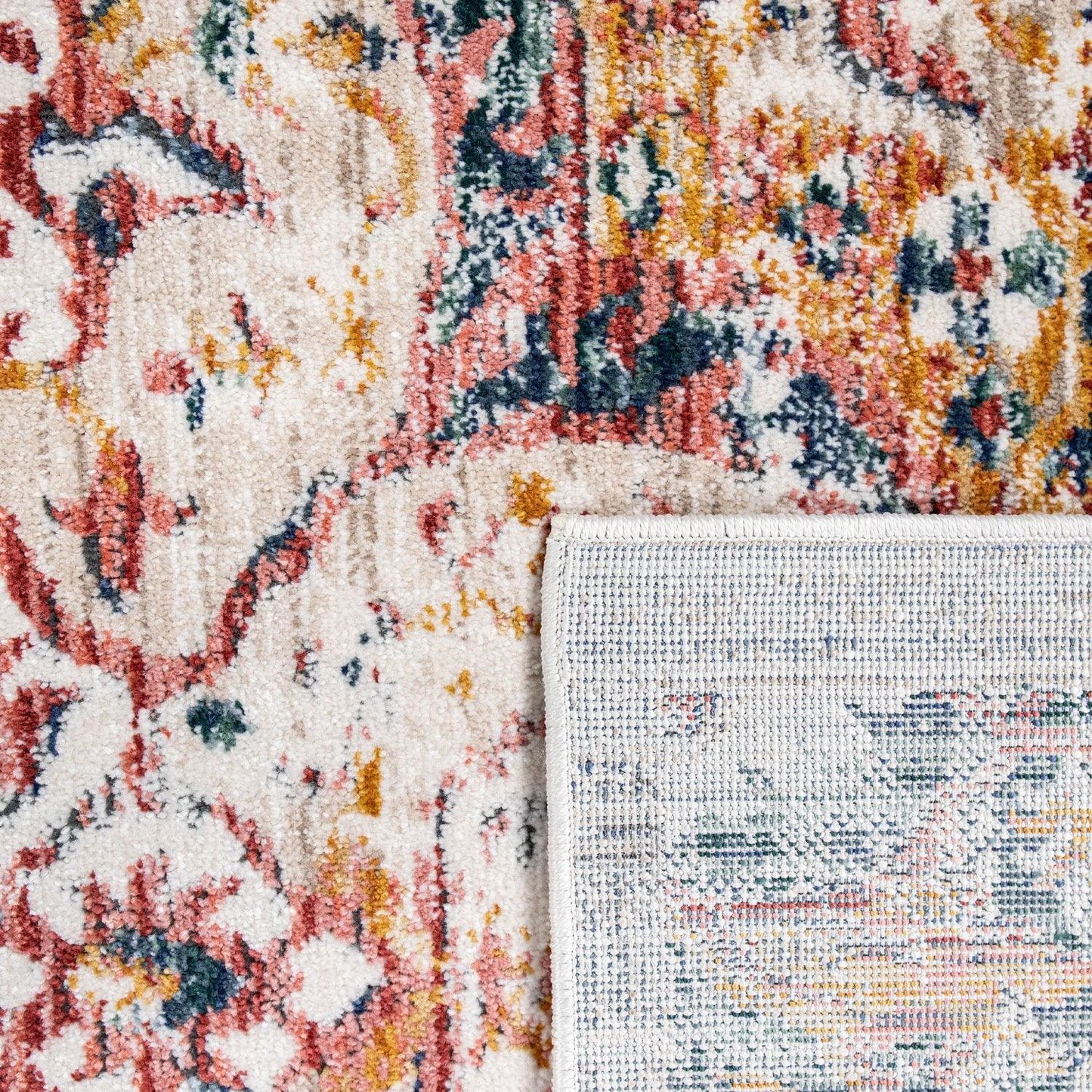 Modern Vintage Rug Oriental Look Abstract Beige Grey Orange-4