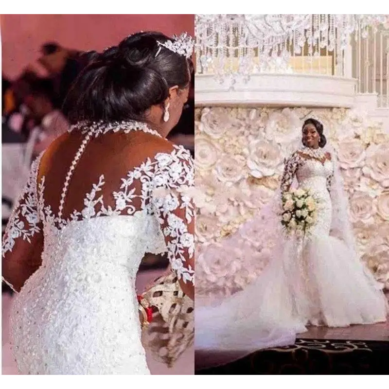 Off the Shoulder Long Sleeves Mermaid White Wedding Dress