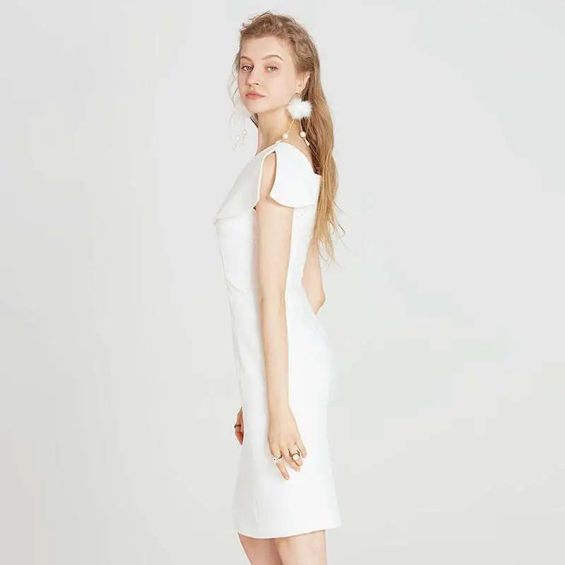 Off the Shoulder Split White Dress