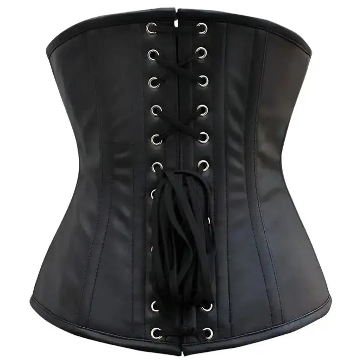 Women’s Olesya Blood Crossed Black Faux Leather Underbust Corset-2
