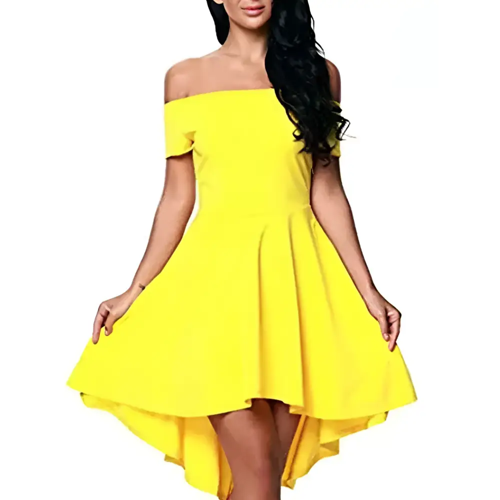 One Shoulder Short Sleeve Large Swallowtail Skirt