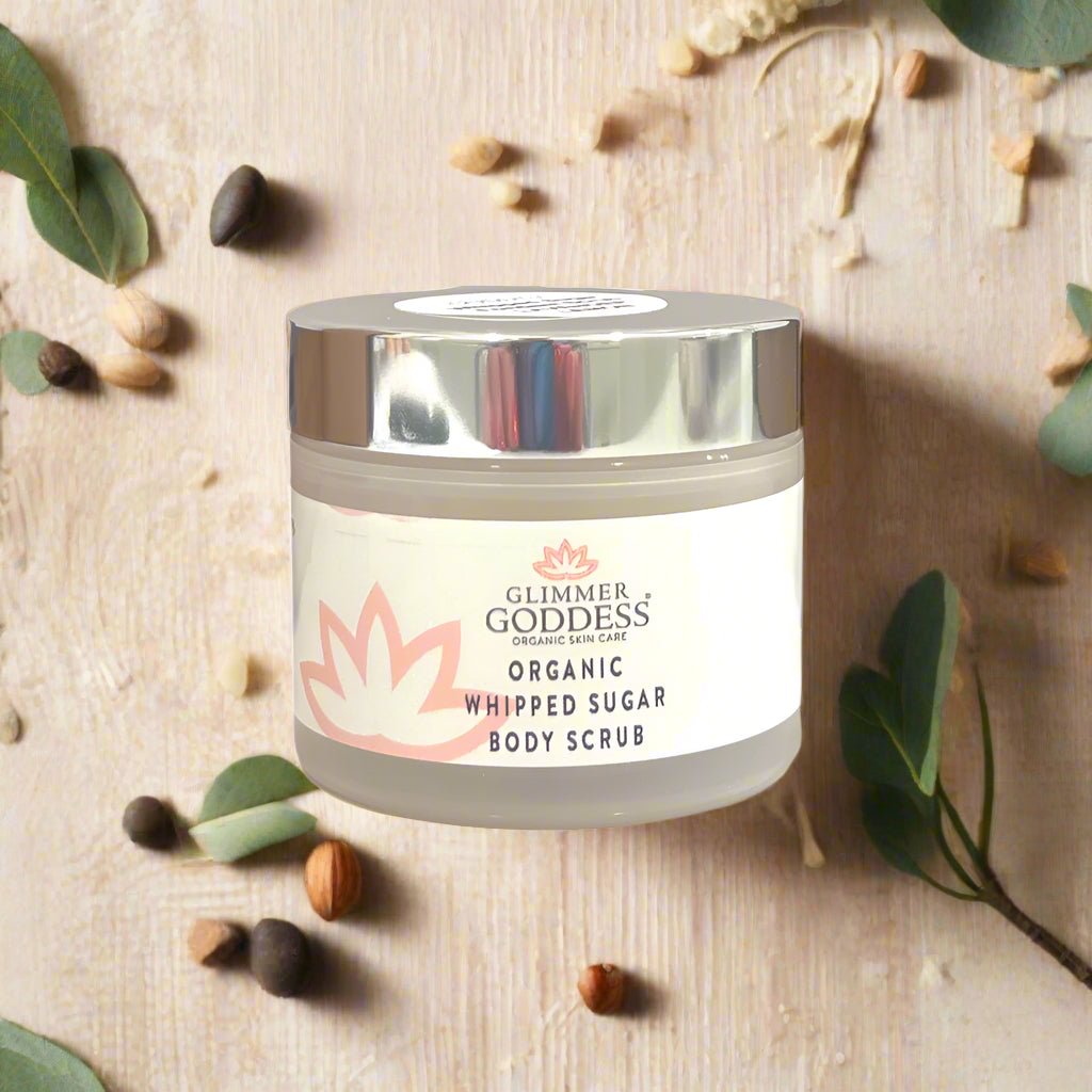 Organic Whipped Sugar Body Scrub 2 oz – Travel Size Crepey Skin Treatment & Exfoliator