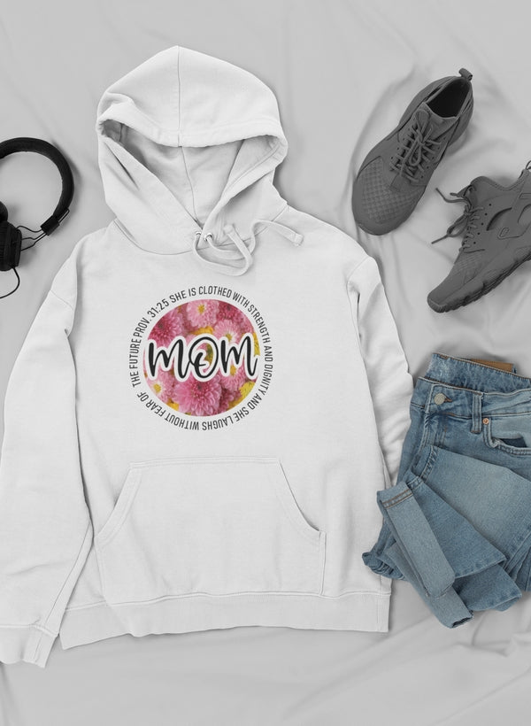 She Is Strong Proverbs Floral Mom Hoodie-3