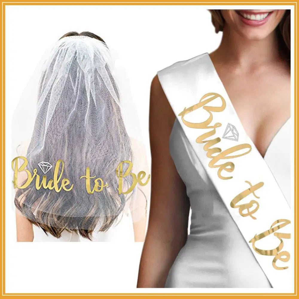 Pink Gold Foil Bride to Be Bridal Veil Popular Tulle