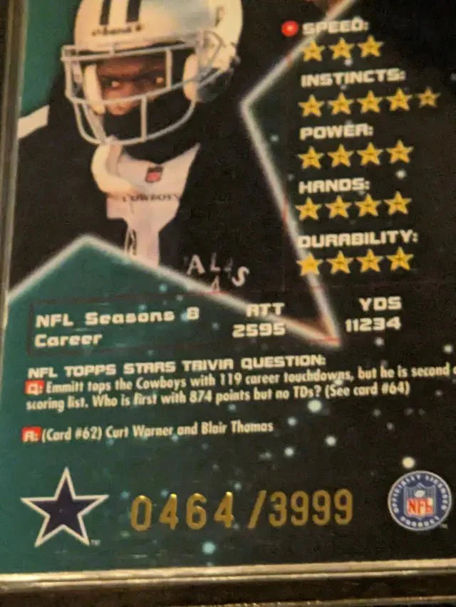 Emmitt Smith Cowboys 0464/3999 1998 Topps stars insert