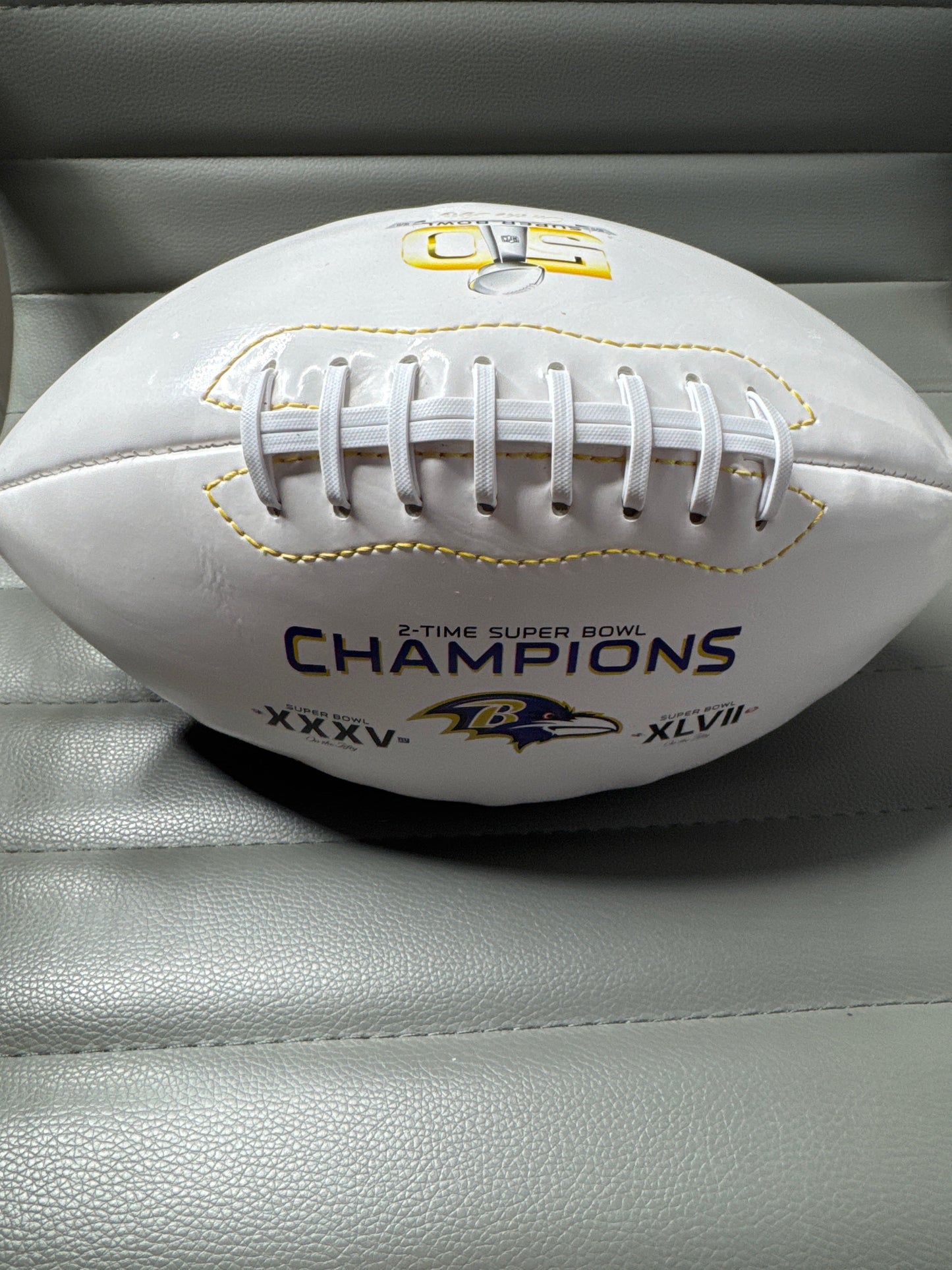 Ray Lewis Signed Team Logo Football with cCOA 125951
