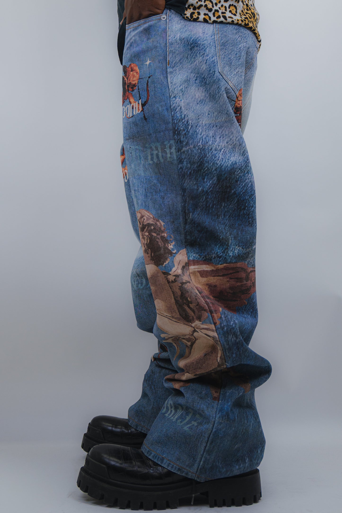 RM205B BABY - Graphic Printed Baggy Jeans