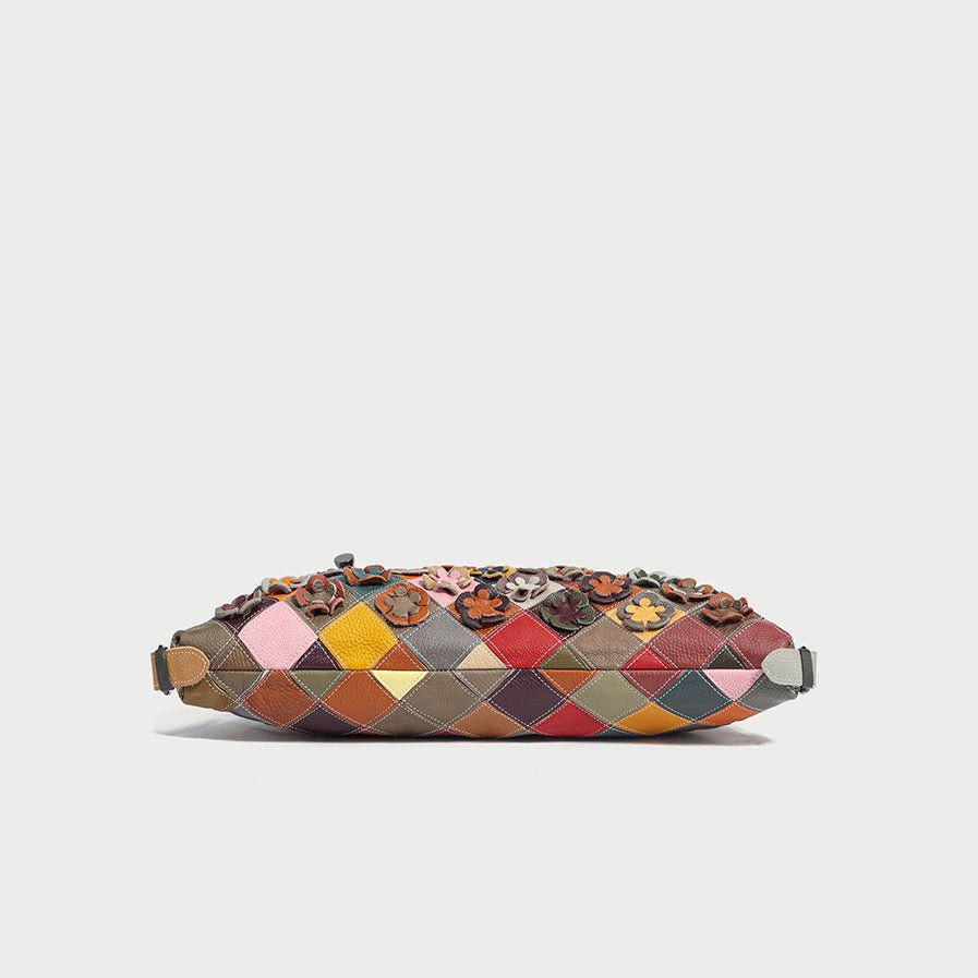 Rainbow Floral Leather Tote Bag-4