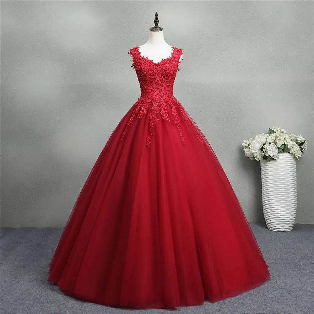 Red Lace Bride Princess Dream Tulle Gown
