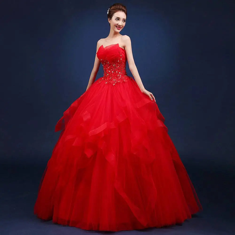 Red One-Shoulder Wedding Dresses Neatly Slim