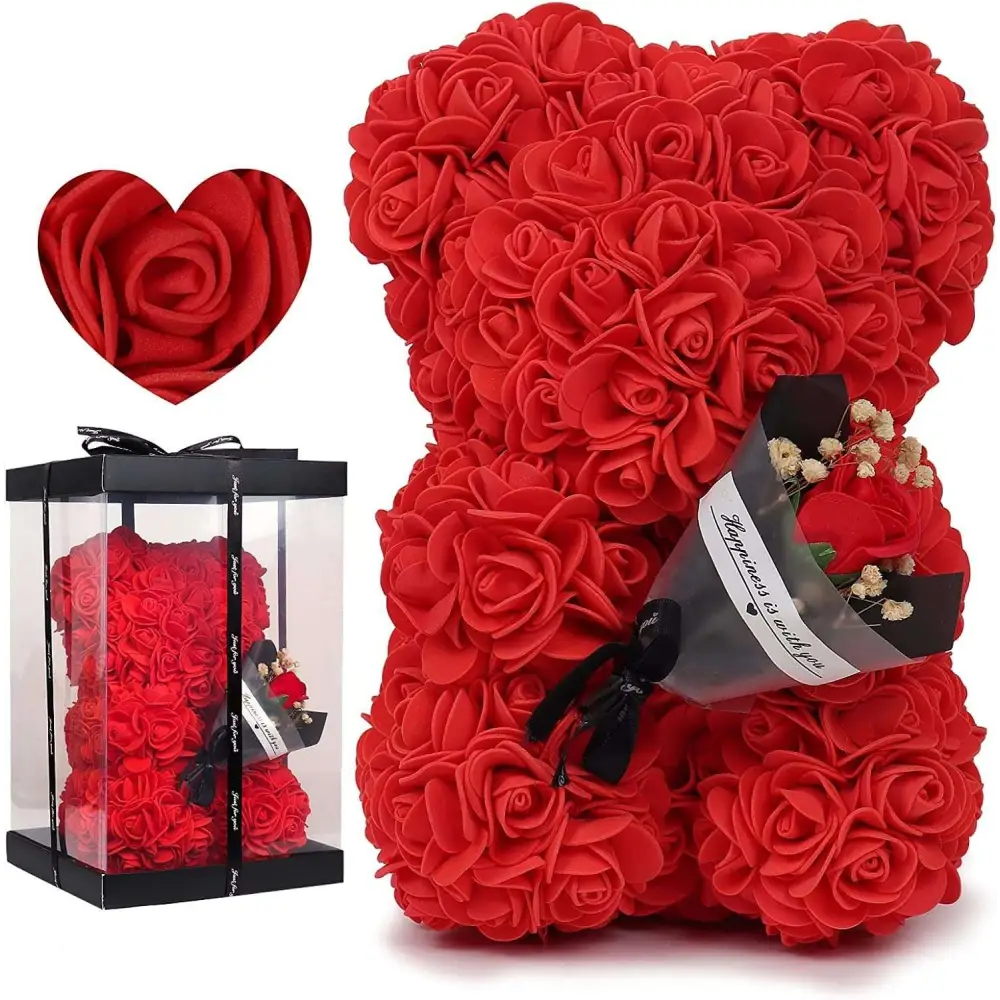 Red Rose Bear Eternal Flower Gift Box