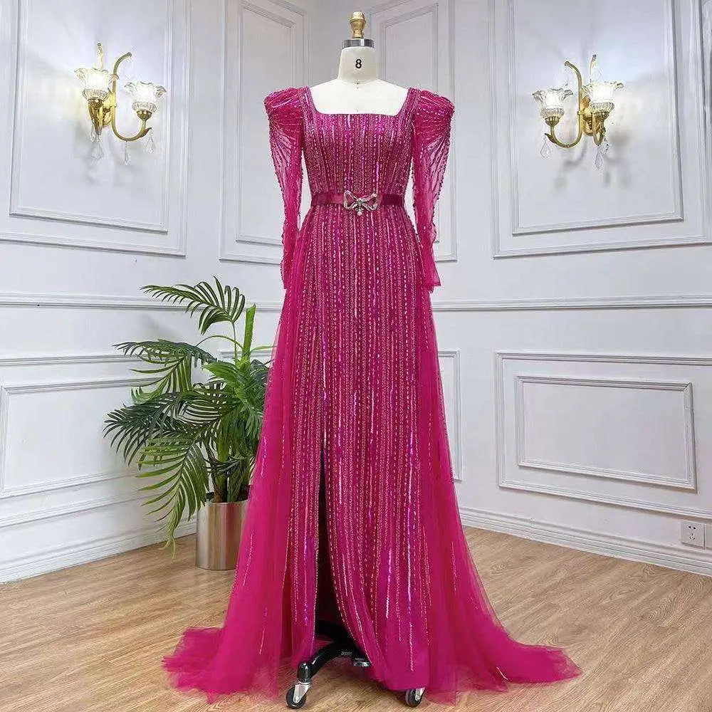 Rose Red Host Performance Sequin Evening Gown
