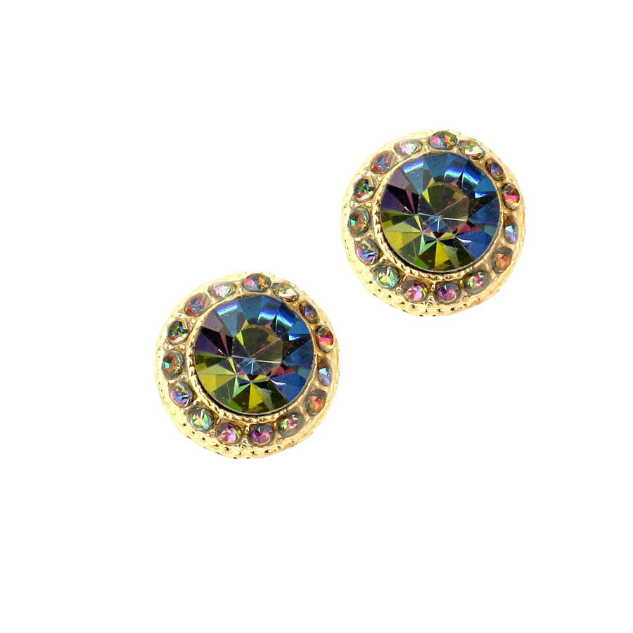 Round Stone Stud Evening Earrings