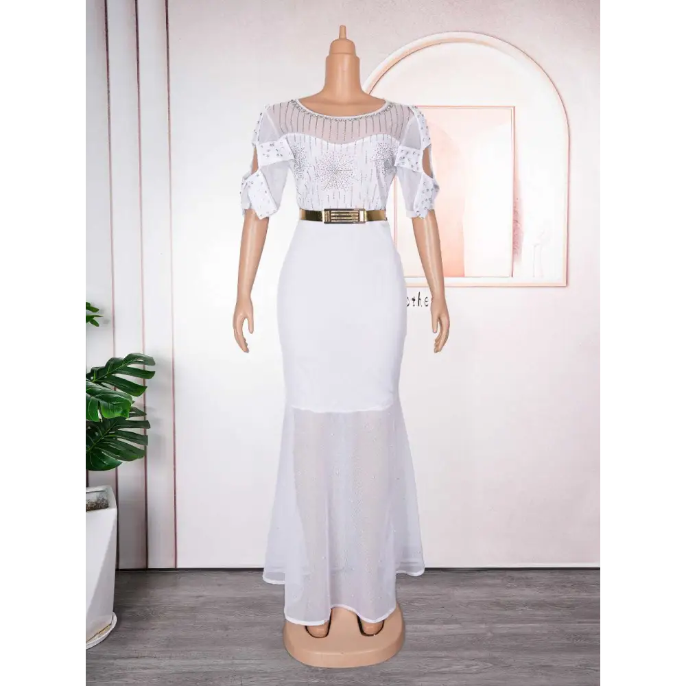 Royal Blue Heavy Embroidered Hot Diamond Beads Gown