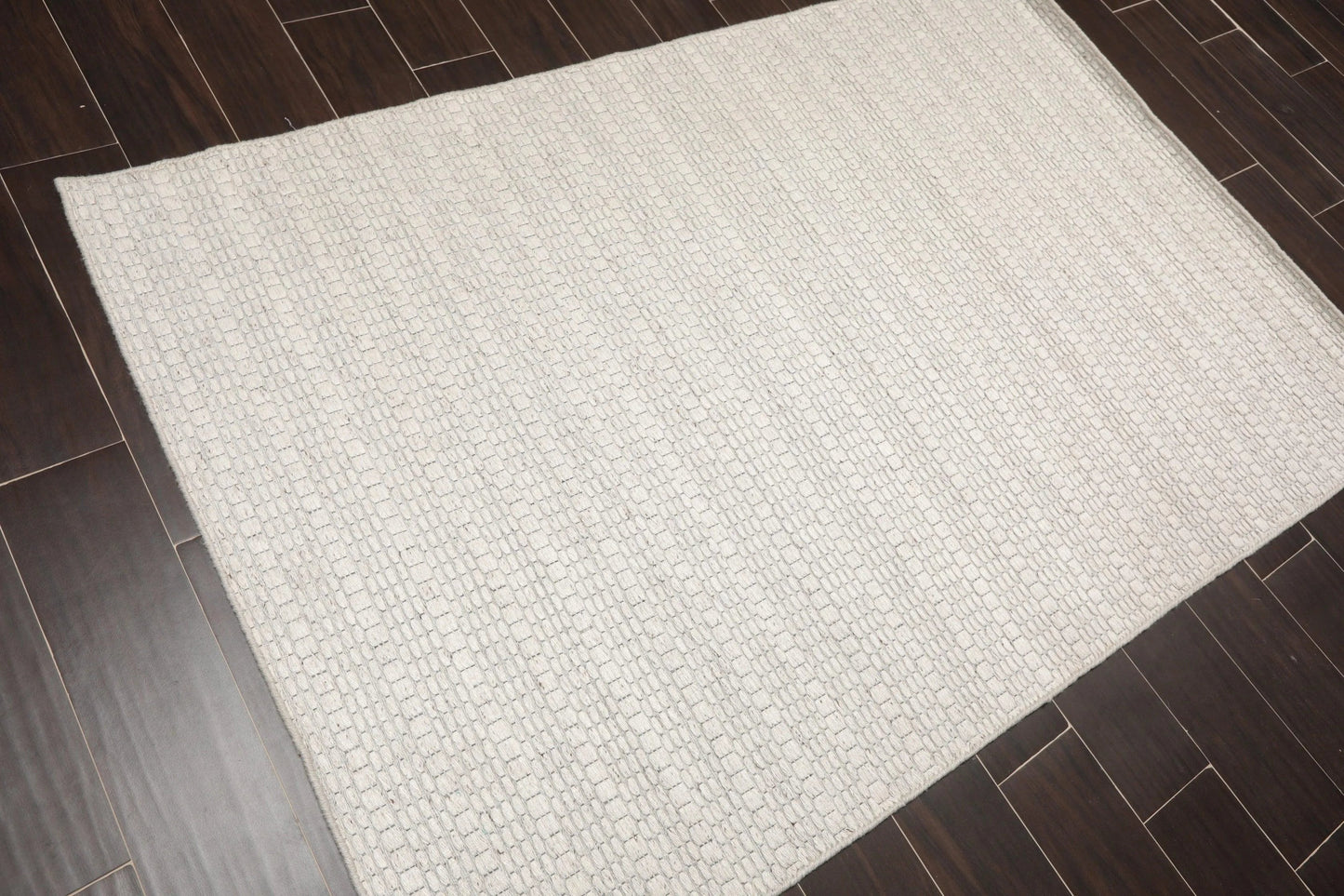 Multi Size Off White, Gray Hand Woven 100% Wool Flatweave Traditional Oriental Area Rug-4