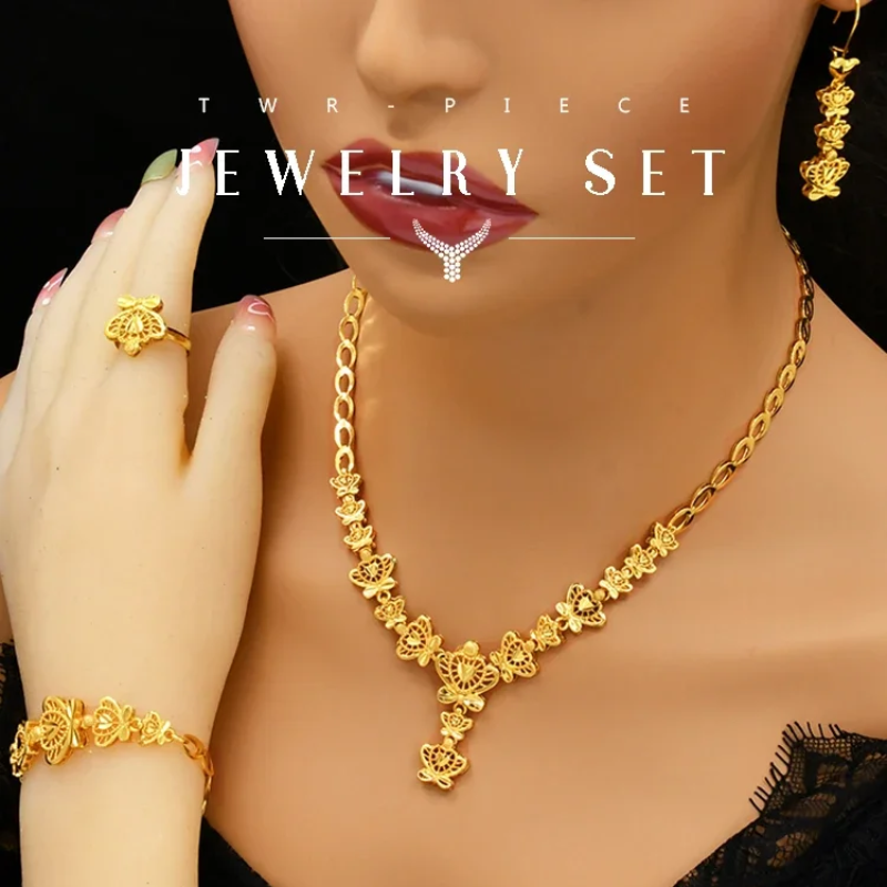 NNEOBA NNEOBA Indian 24k Gold Bridal Jewelry Set for Women-2