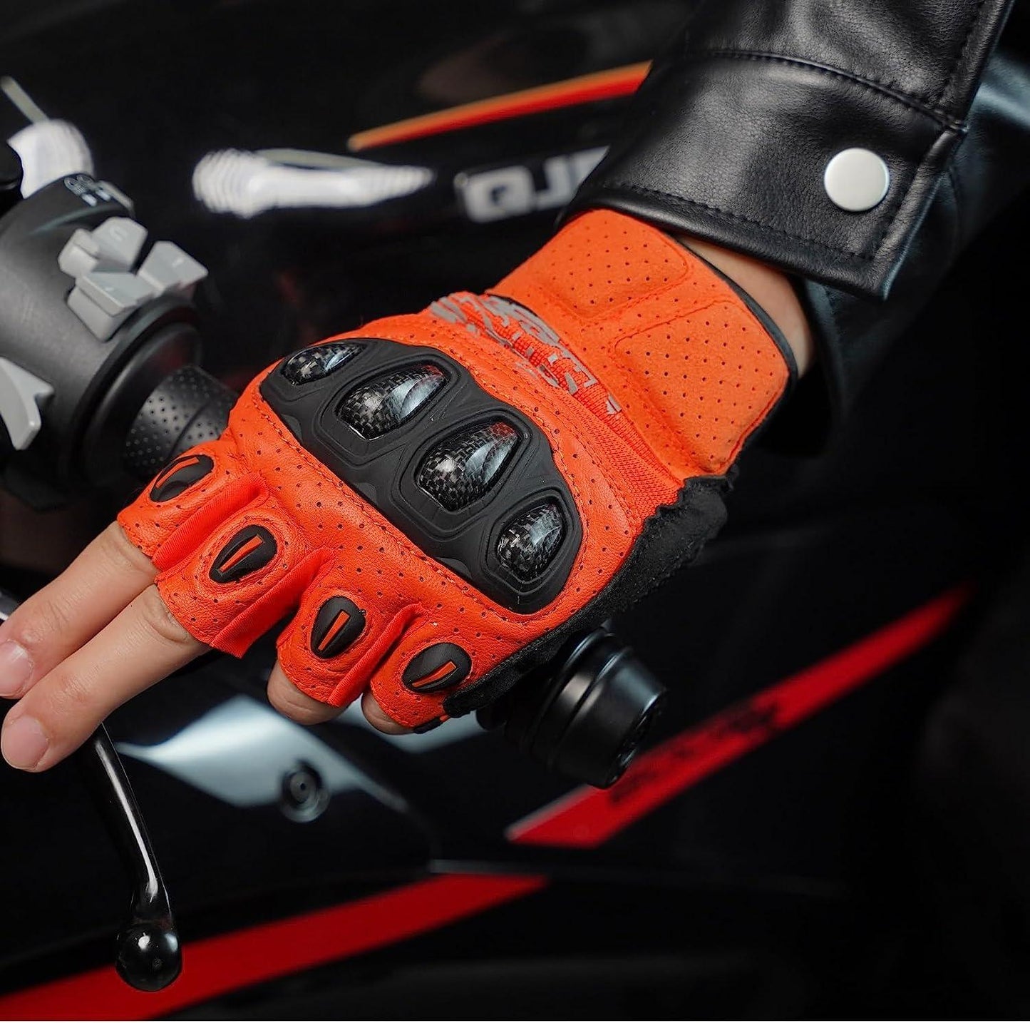 Seibertron™ SPS-5 Carbon Fiber Half Finger Motorcycle Gloves
