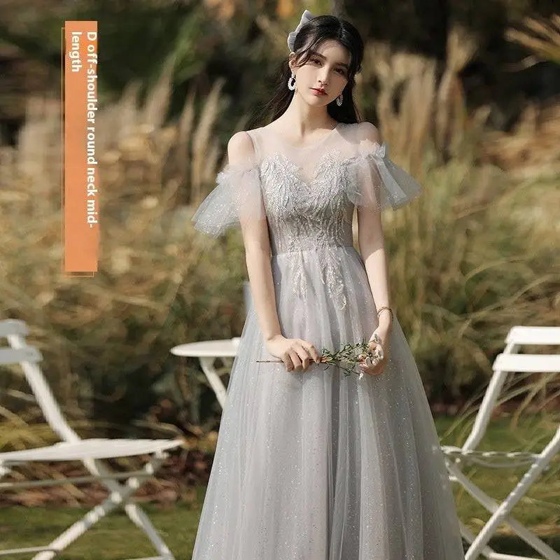 Silver Gray Tulle Beaded Dress Sisters Dress