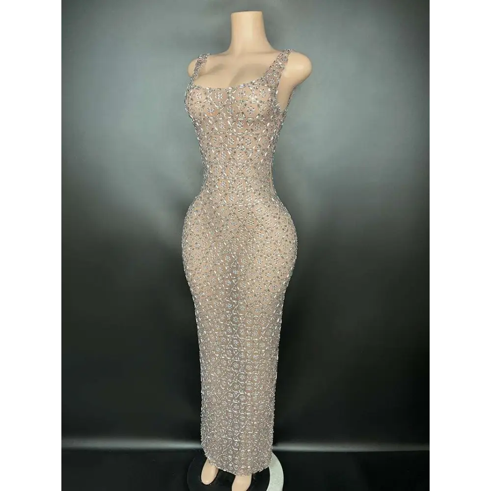 Silver Metallic Niche Princess Gathering Banquet Dress