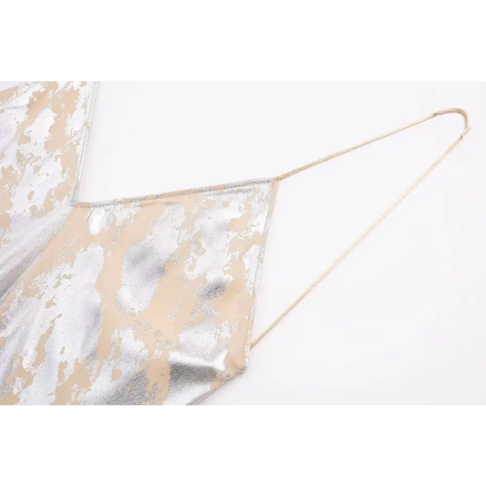 Silver Satin Metal Foil Printed Underwear Dress