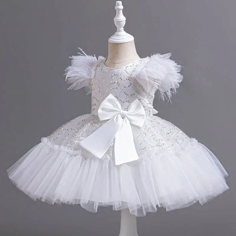 Silver Sequined Wedding Dress Tulle Skirt Summer