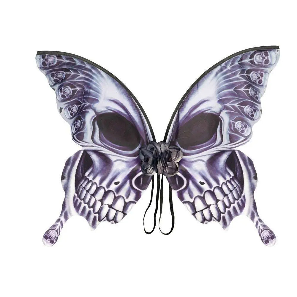 Silver Skull Halloween Butterfly Wings