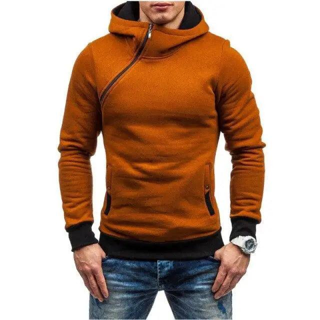 Slim Fit Men's Jacket Male Hip Hop Jackets Men's Hooded Pullover Jackets Diagonal Jackets Thicken Sports Outdoor Clothing Black Collar Stylish Jacket For Men Classic Design Warm Winter Jackets For Men