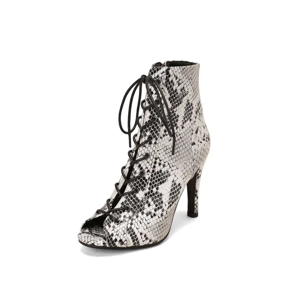 Snake Print Peep Toe Frosted Casual Shoes