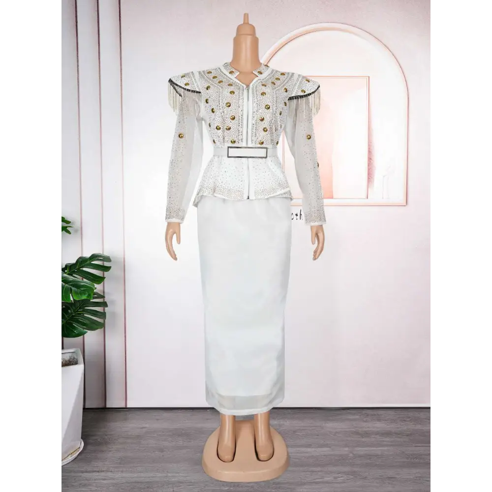 Solid Color Hot Drilling Plus Size Two Piece Set