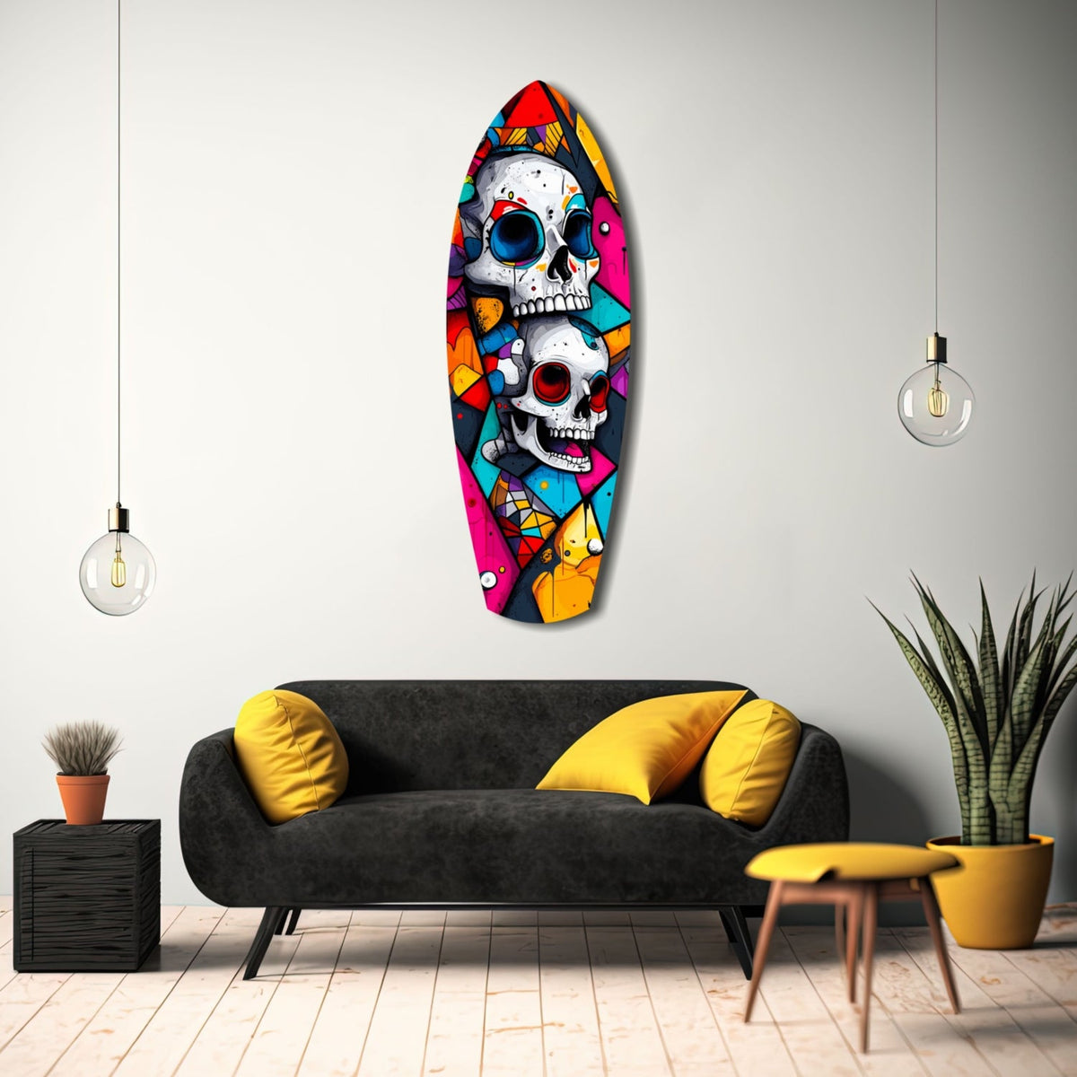 Vintage Skulls Glass Wall Art