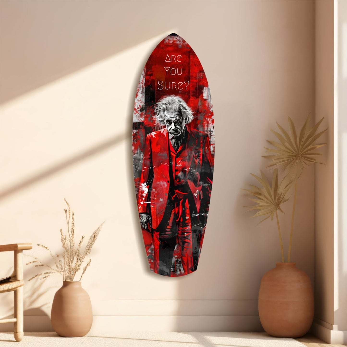 Crimson Collage Are You Sure Surfboard Glass Wall Art